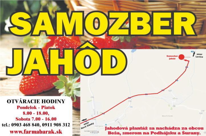 Mapa a plagát k samozberu jahôd